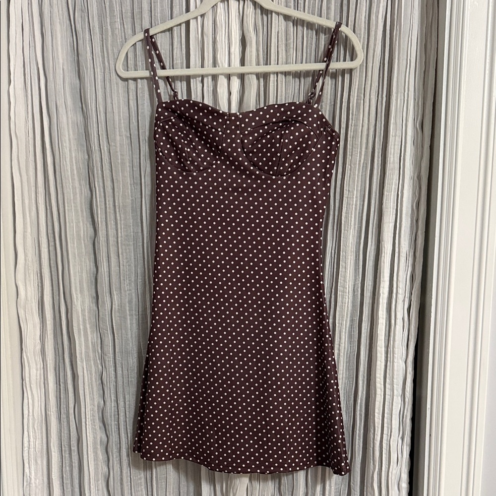Chic Brown Polka Dot Mini Dress